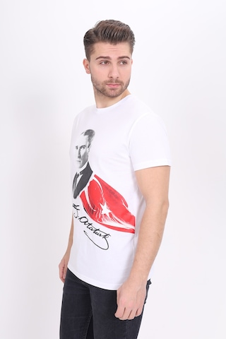 Toontoy Unisex Atatürk Baskılı Tişört 23093 Beyaz