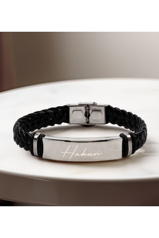 Bk Gift Kişiye Özel İsimli Çelik Ve Deri Örme Metal Tasarım Erkek Bileklik, Arkadaşa Hediye, Sevgiliye Hediye, Erkek Aksesuar Hediyeleri Kobitmeyencom