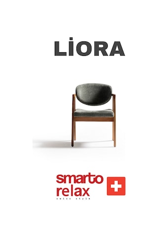 Smarto Relax Liora 2'li Yemek Masası Sandalye Seti - Ahşap Ayaklı, Yeşil Kumaş Gri & Kahverengi
