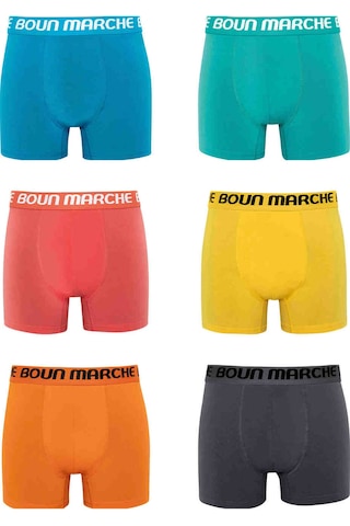 Boun Marche Erkek Boxer Likralı Premium 6'lı Kutu Ferguson Çok Renkli - Boris