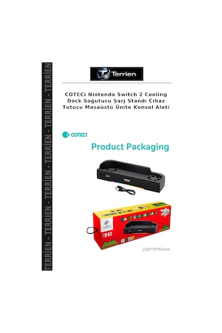Coteci Nintendo Switch 2 Cooling Dock Soğutucu Şarj Standı Cihaz Tutucu Masaüstü Ünite Konsol Aleti