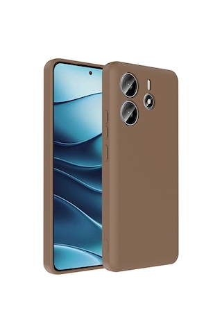 Alan Tech Redmi Note 14 4g Kılıf Kamera Korumalı Kartlık Hazneli Alt Vitra Kapak - Kahvere Kahverengi
