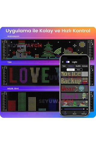 Led Panel Cama Yapışan Telefon Kontrollü Led Ekran Panel 16 64 Led Sayısı Renkli