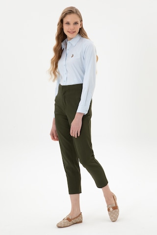 U.S. Polo Assn. Kadın Haki Carrot High Waist Fit Kanvas Pantolon 50318108-VR027