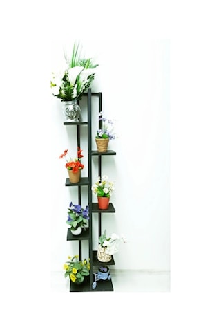 Siyah Metal Çerçevel 7 Bölmeli Dikey Çiçeklik