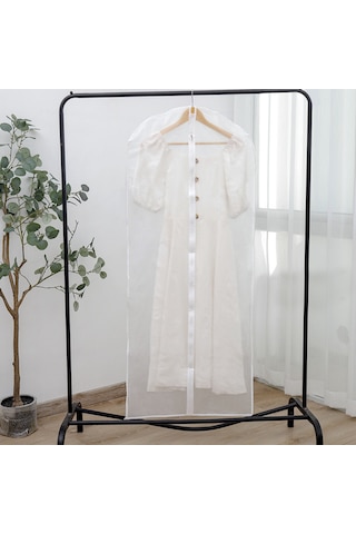 Reedark 6 Adet Su Geçirmez Şeffaf Elbise Koruma Kılıfı - Tam Fermuarlı Gardırop Saklama Çantası Beyaz