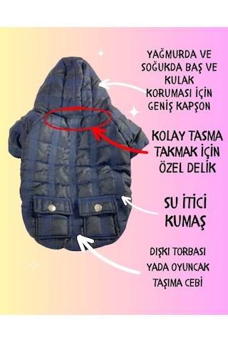 Kemique Black Navy Comfie Köpek Montu Ceketi Köpek Dış Giyim