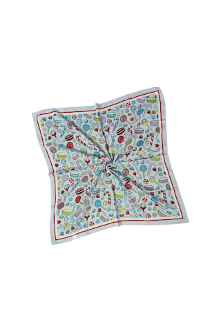 Mim Eşarp Valino Soft Pamuk Çocuk Desenli Eşarp 70x70 Cm Açık Mavi - Şekerleme
