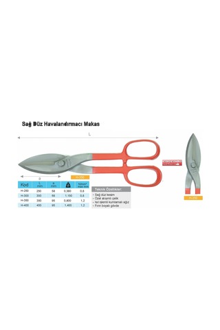 H-300 Sağ Düz Havalandırmacı Makas