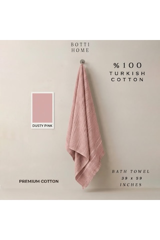 Botti Home %100 Pamuk Jakarlı Banyo Havlusu 100 X 150 Cm Çeyizlik Yumuşak Dokulu Havlu Pembe
