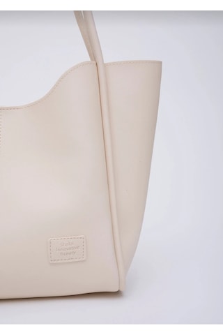Shaka Shk108 Çıtçıtlı Suni Deri Cüzdanlı Makyaj Çantalı Kadın El Ve Omuz Çantası Bej - Krem