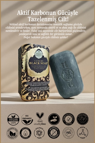 Nesti Dante Luxury Black Aktif Karbon Vegan Gözenek Arındırıcı Sabun 250 G