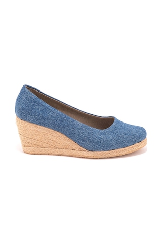 Star Tombis Gerçek Elişi Kot Espadril Dolgu Topuk Handmade Mavi