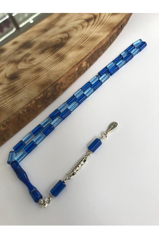 Sultan Telkari Sürmeli Mavi Tonda Kesme Toz Kehribar Tesbih