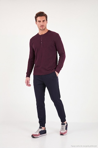 Buratti Pamuklu Regular Fit Düğmeli Bisiklet Yaka Sweat Erkek Sweat 5905852 Vişne