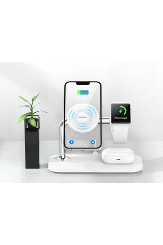Recci RCW-20 Prestige Serisi 3in1 Magsafe 15W Hızlı Şarj Özellikli Magnetik Kablosuz Şarj Standı