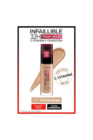 L'Oreal Paris Infaillible 24H Fondöten 140 Beige Dore 30 ML