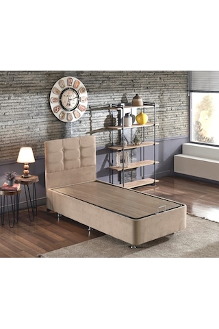 Nironyatak Niron Polo Baza Ve Başlık Seti -100 x 200 CM Cm Tek Kişilik Sütlü Kahv