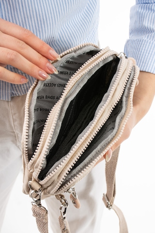 Nemo Bags Krem Unisex Cüzdan, 4 Gözlü, Telefonluk, Crinkle Kumaş, Çapraz Askılı Omuz Çantası, 20x12cm Bej - Krem