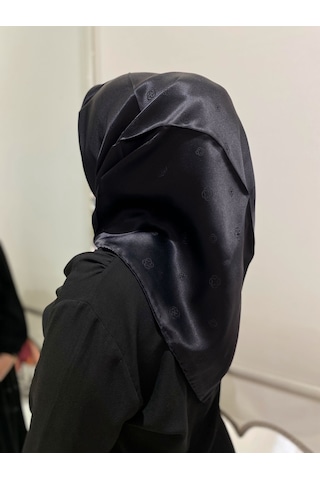 Aker Siyah İpek Eşarp Monogram Jakar