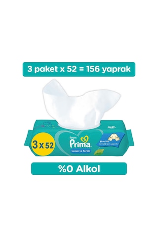 Prima Temiz Ve Ferah Bebek Için Islak Havlu 3 X 52 Adet