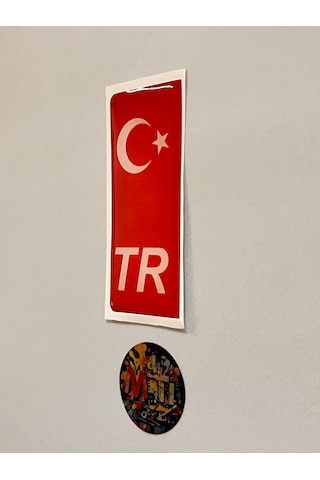 Tr Yazılı Ayyıldızlı Damla Etiket Kabartmalı Plaka Pulu Sticker Kırmızı Pul 2 Adet Kırmızı