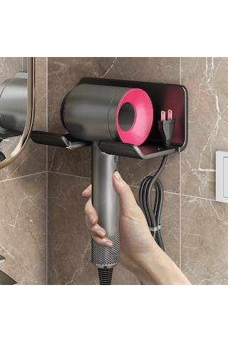 Mufunye Banyo Elektrikli Saç Kurutma Makinesi Tutucusu - Delme Yok Gömlek Alüminyum Duvar Takımı - Fonksiyonel Ve Dayanıklı 120 Mm Siyah Gri Diğer