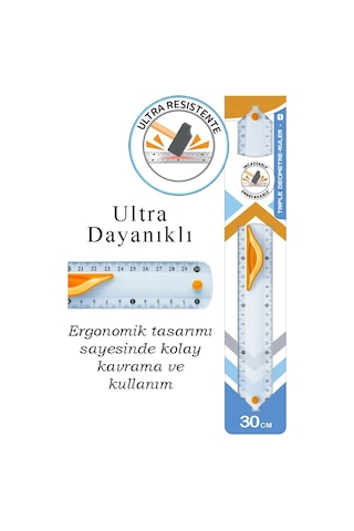 Dayanıklı Cetvel Takımı 30 Cm 1 Paket Plastik Cetvel Gönye İletki Şeffaf Geometri Takımı Çizim Seti 3 Parça Okul
