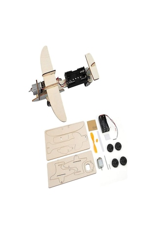 Uçak Deney Seti 1 Paket Pervane Dc Motor Uçak Maket Ahşap Uçak Planör Pilli Deney Okul Hobi Etkinlik Sınıf