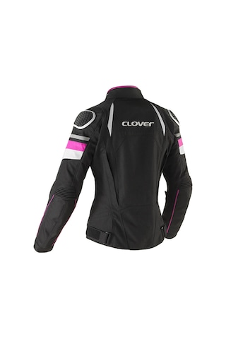 Clover Airblade-5 Korumalı Kadın Motosiklet Montu Siyah Beyaz Fuşya