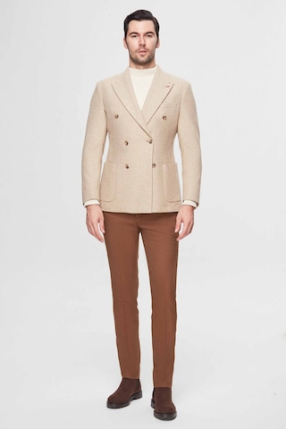 D's Damat Ds Damat Slim Fit Bej Örme Çift Yırtmaçlı Yünlü Kruvaze Kumaş Ceket 3hf04ır135881 Bej