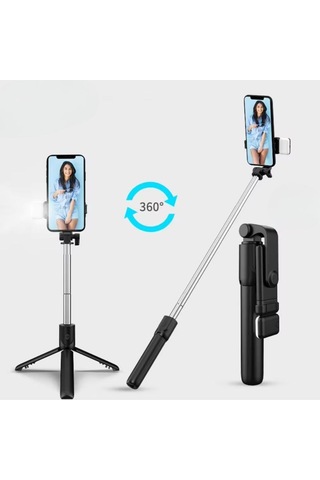 Büro Ev Ofis Telefonu İçin Kendinden Led Işık Kumandalı Uzar Masaüstü Selfie Çubuğu