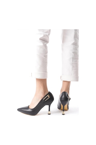 Preshley Kadın Fascino Siyah Deri Stiletto Topuklu Ayakkabı Siyah