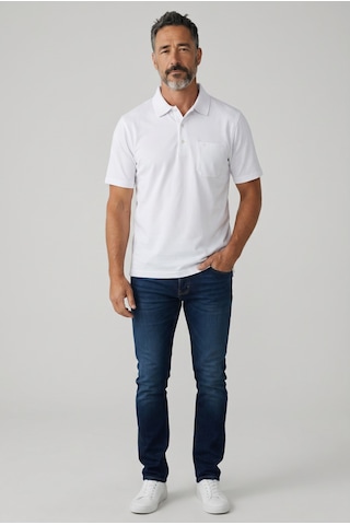 Erkek Yakalı Cepli Beyaz Penye Tshirt