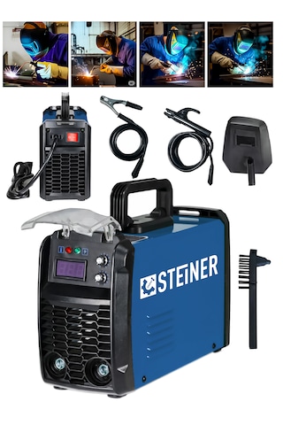 Steiner 250 Amper İnverter Mega Stick Çift Kartlı Hava Soğutmalı Dijital Göstergeli Çanta Kaynak Makinesi Mavi