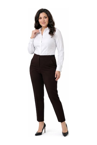 Kübra Kadın Kumaş Bilek Pantolon Bel Yarım Lastikli Bgl-st05389 Kahve
