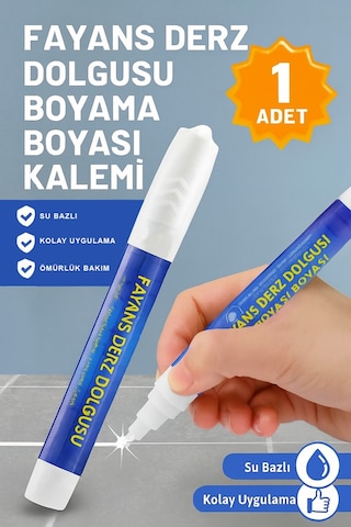 Derz Kalemi - Hızlı Kuruyan, Su Bazlı Beyaz Derz Yenileme Boyası 1 Adet