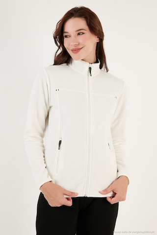 Lela Slim Fit Anti-pilling Tüylenme Yapmayan Fermuarlı Cepli Hırka 2' Li Paket Polar Kadın Polar 5907002s2 Ekru-orange