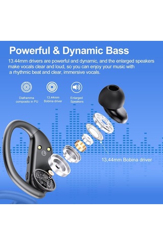 Kulak Tomurcukları Kablosuz Kulaklıklar Bluetooth 5.3 Hifi Stereo Koşu Kulaklıkları 68 Saat Çalma Süresi Spor İç