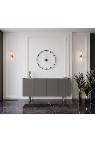 Enwood Capella Gri Mdf 4 Kapaklı Raflı 160 Lık Konsol