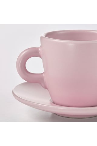 Türk Kahvesi Fincan Takımı, Mat Açık Pembe, 7 Cl, 4 Adet Açık Bej