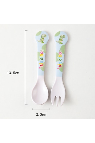 Maiyame Bebekler İçin Bambü Lifli Yeme Öğrenme Seti - Yumuşak Korkusuz Kaşık Ve Çatal, Sevimli Kartoon Desenli Ev Kullanıma Uygun Çok Renkli