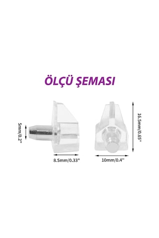 Kristal Raf Pimi Şeffaf Cam Ahşap Metal Raf Tutucu Çivisi Mobilya Dolap Pimi 100 Adet