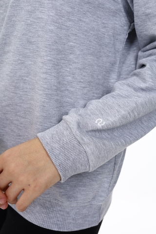 Toontoy Kız Çocuk Oversize Polo Yaka Düşük Omuz Nakış Baskılı Sweatshirt - 2 İplik Gri