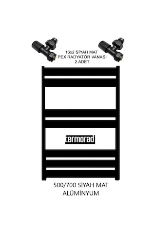 Mat Siyah Alüminyum Havlupan 50 x 70 Cm Termorad Petsa Slim +2 Adet N11.90