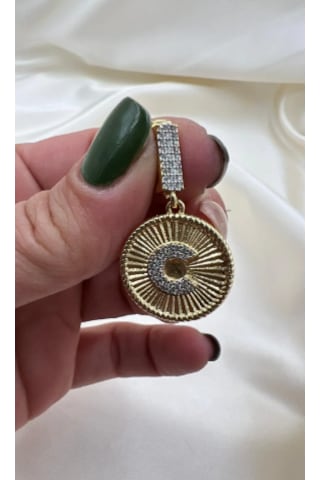 Bb İthal Altın Kaplama C Harfli Ajda Charm Veya Kolye Ucu Altın - Beyaz