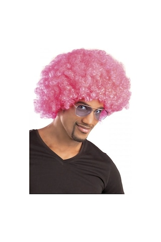 Pembe Renk Kıvırcık Afro Bonus Peruk 5047 Çok Renkli