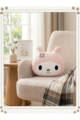 30 Cm My Melody Peluş Yastık Melodi Yastık Sevimli Tavşan Tasarımlı Yumuşak Peluş Oyuncak - 30 Cm Pudra - Beyaz