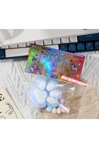 Kedi Patisi Taba Squishy Stress Oyuncağı Sukuşi Pati, Tüylü Oyuncak Mavi Diğer