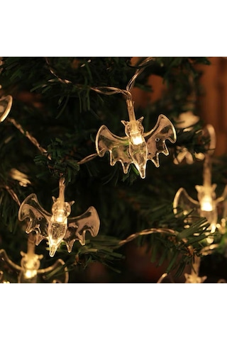 Shineyee Karanlık Halloween Dekorasyonu: 6m 40 Led Kanarya Işık, Sürekli/parıltı Modu, Bat Şekli, Pilli Pil Yok